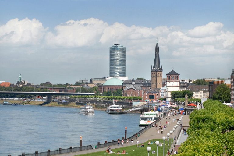 Meeting a stranger on Rheinuferpromenade Dusseldorf